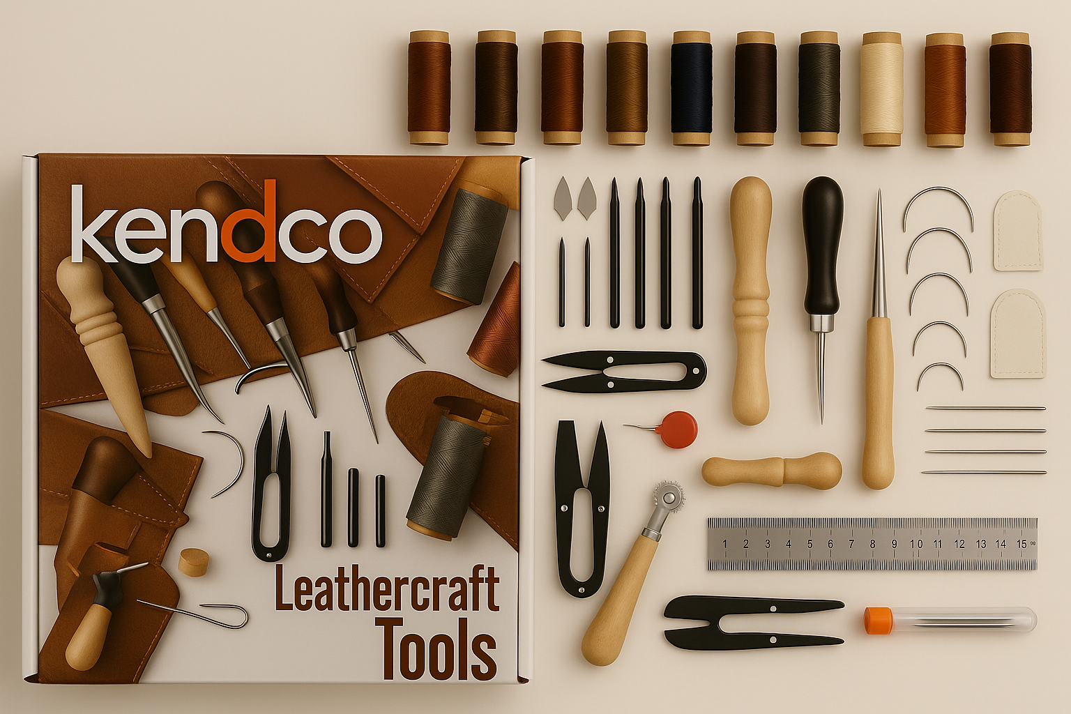 Combined Kendco Leathercraft Tools and Packaging