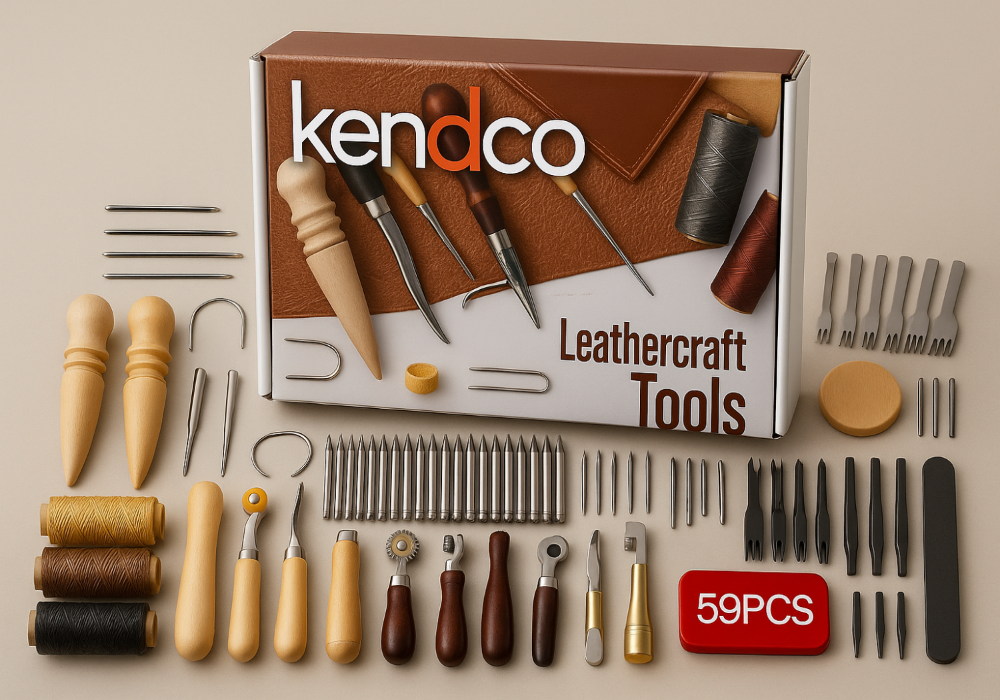 Combined leathercraft tool kit product rendering